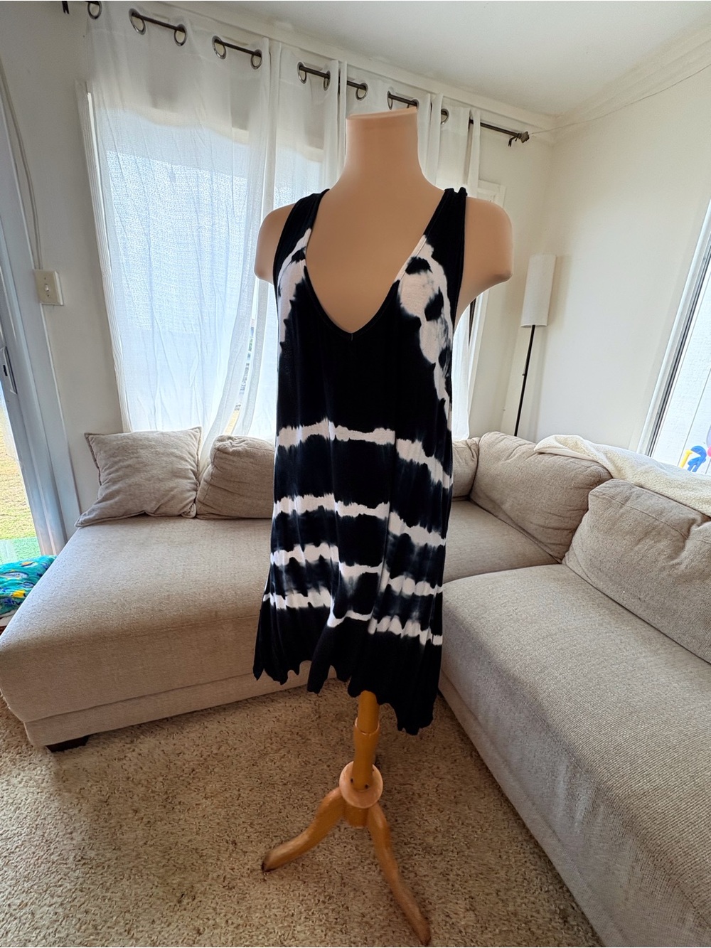 Urban Outfitters Black & White Tie-Dye Swim Coverup Dress
